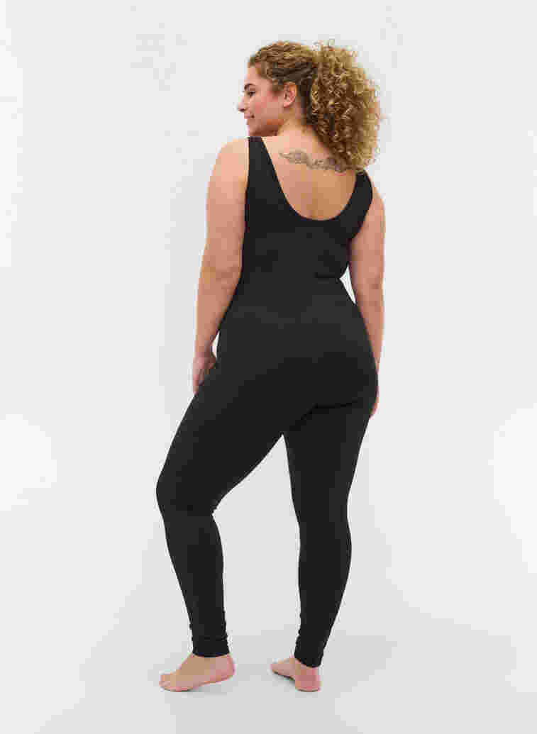 Tight-fitting exercise jumpsuit, Black, Model