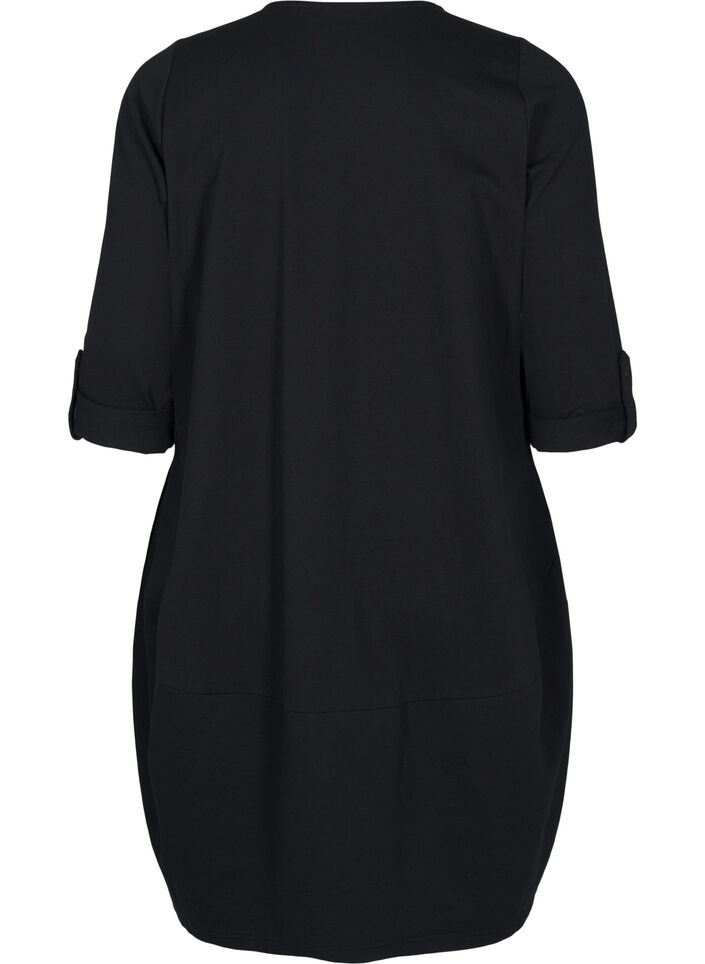 Cotton dress with balloon fit, Black, Packshot image number 1