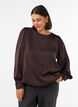 Satin-look blouse with a balloon shape, Brown, Model image number 0