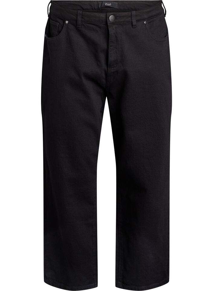 Loose jeans with cropped length, Black, Packshot image number 0
