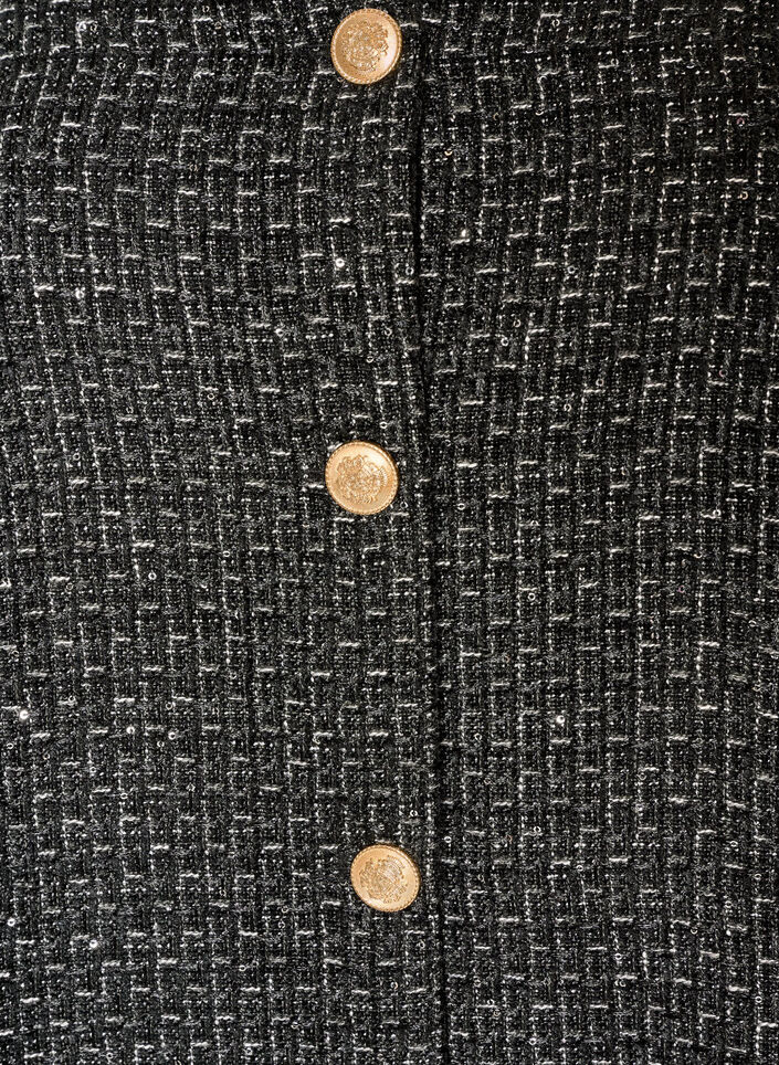 Boucl&eacute; jacket with sequins and decorative buttons, Black, Packshot image number 2