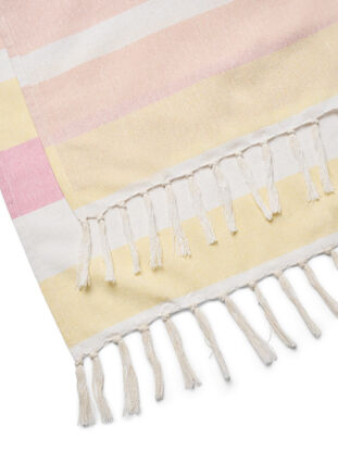 Striped hammam towel with fringes, Pale Banana Comb, Packshot image number 3