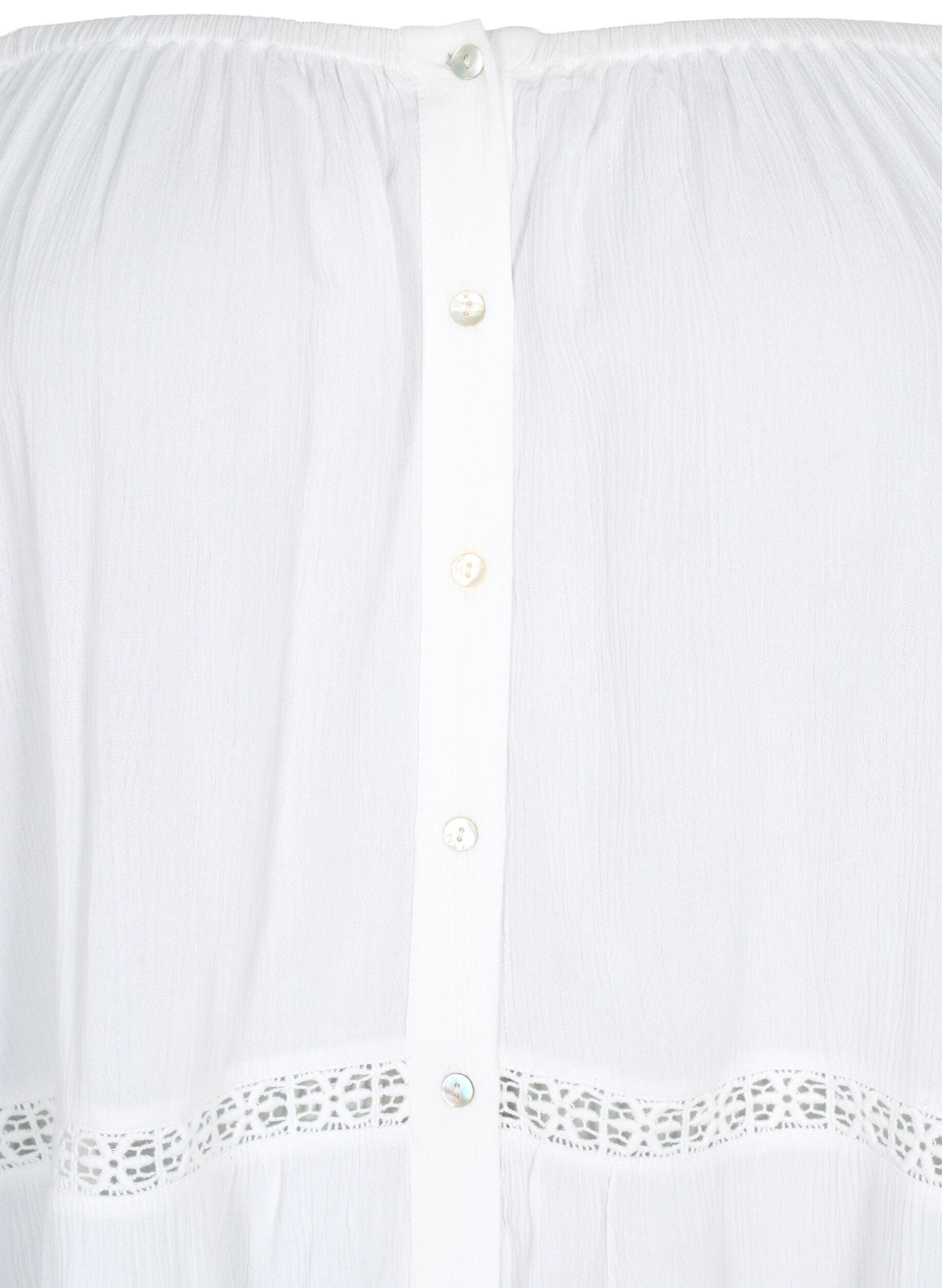 Zizzifashion Beach tunic with off-shoulder, White, Packshot image number 2