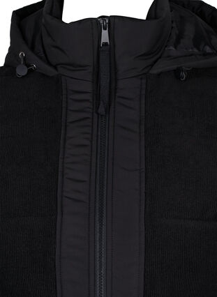 Long vest with hood and zip, Black, Packshot image number 2