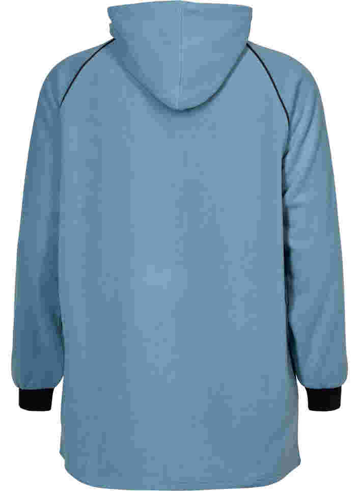Long fleece anorak with zip, Smoke Blue w. Black, Packshot image number 1