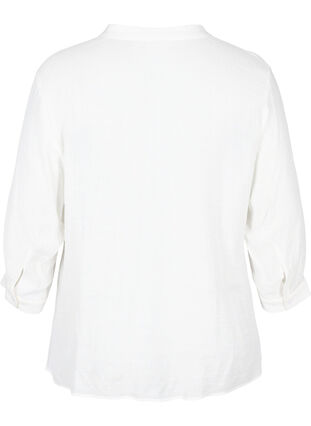 Viscose blouse with 3/4 sleeves and lace details, Bright White, Packshot image number 1