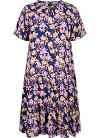 Short sleeve viscose dress with print