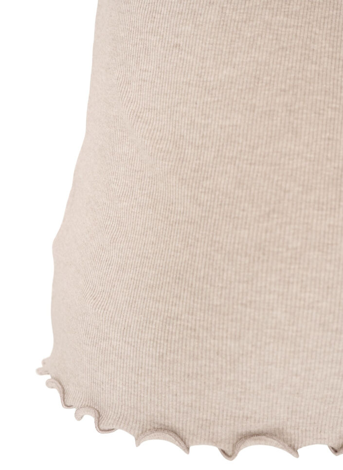 Ribbed top with lace trim, Beige, Packshot image number 3