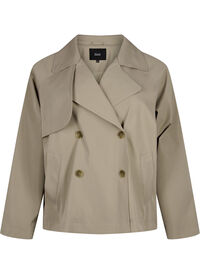 Short trench coat with snap button closure