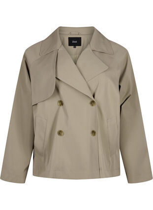 Short trench coat with snap button closure, Coriander, Packshot image number 0