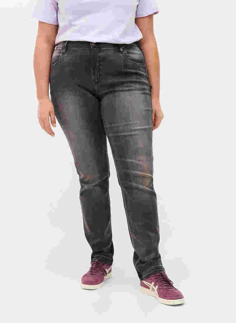 Slim fit Emily jeans with normal waist, Dark Grey Denim, Model image number 3
