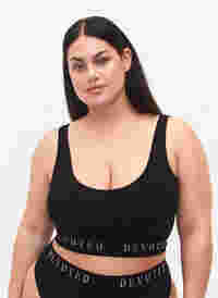 Seamless bra with text print, Black, Model