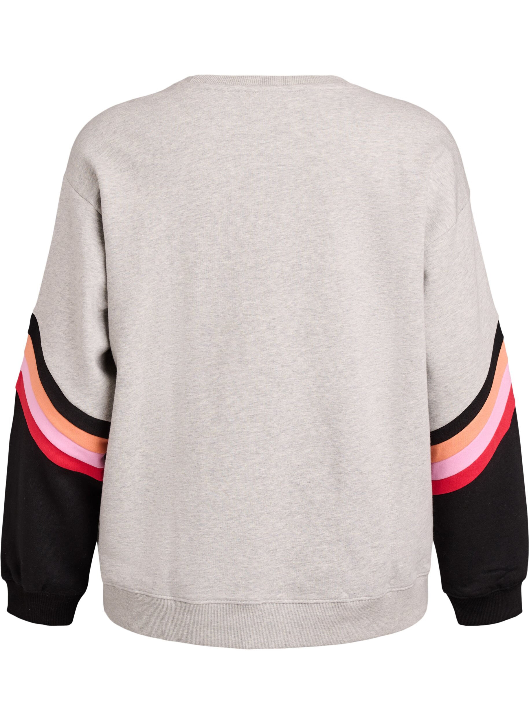 Zizzifashion Loose sweatshirt with contrast details on the sleeves, Grey, Packshot image number 1