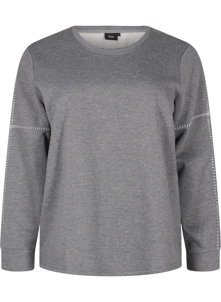 Sweatshirt with contrast stitching, Medium Grey Mél, Packshot image number 0