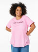 Striped T-shirt with text print, Pink, Model image number 0
