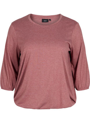 Plain blouse with 3/4 sleeves, Mahogany Mel, Packshot image number 0