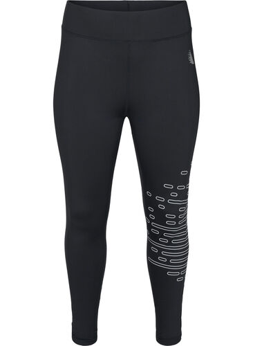 Cropped reflective gym leggings, Black Reflex, Packshot image number 0