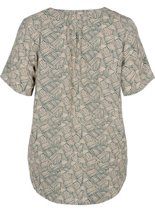Printed blouse with short sleeves, Green Graphic , Packshot image number 1
