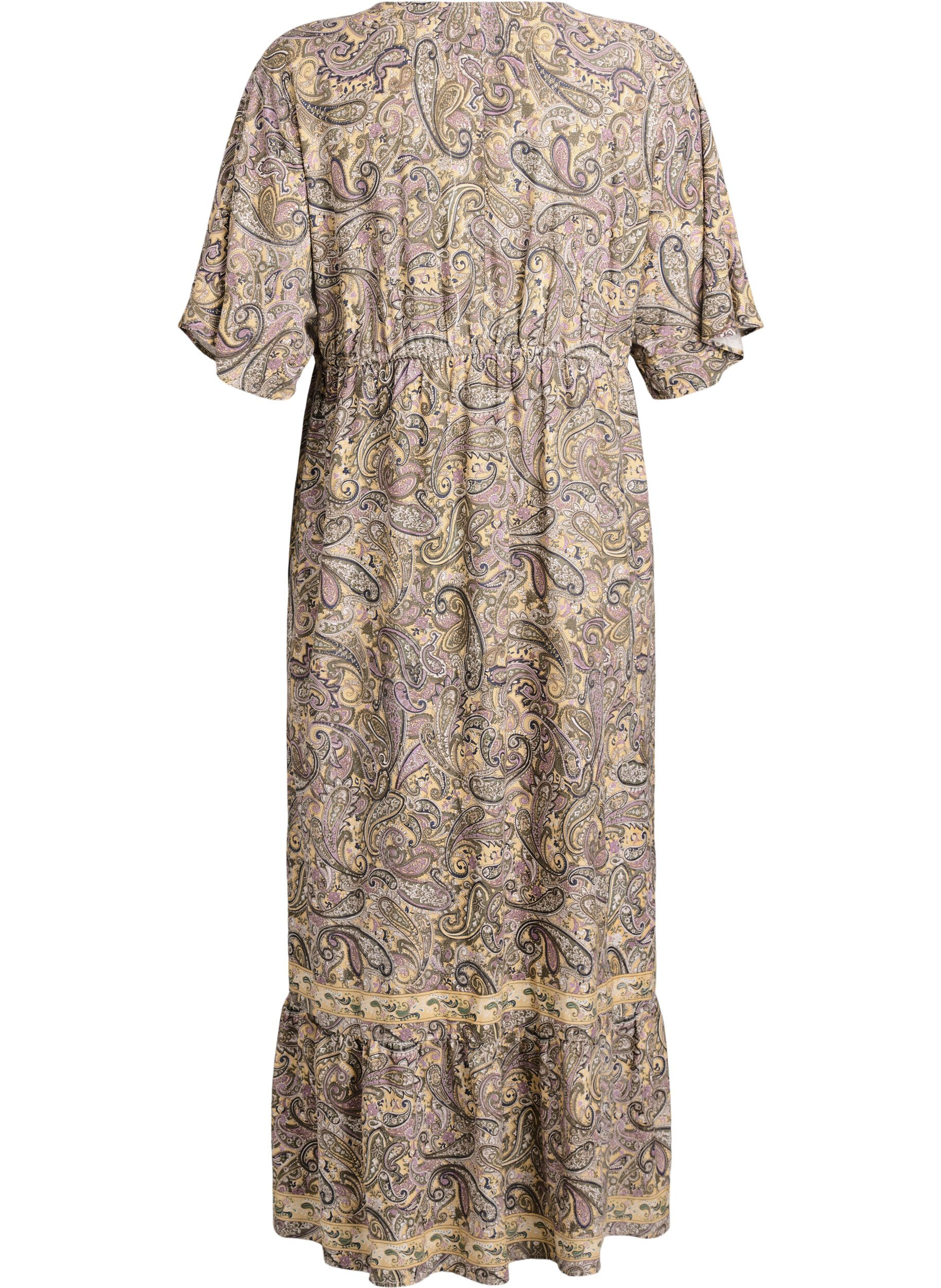 ZizzifashionViscose maxi dress with a paisley print, Yellow, Packshot image number 1