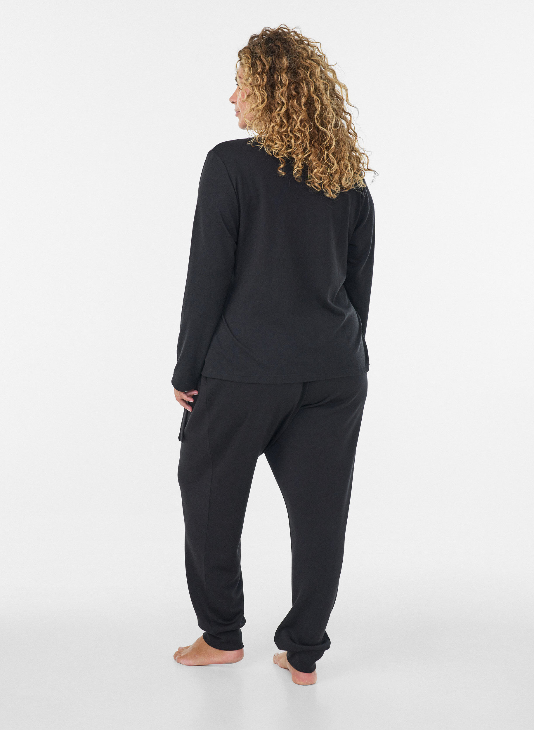 ZizzifashionJersey wrap blouse with a tie-fastening, Black, Model image number 2