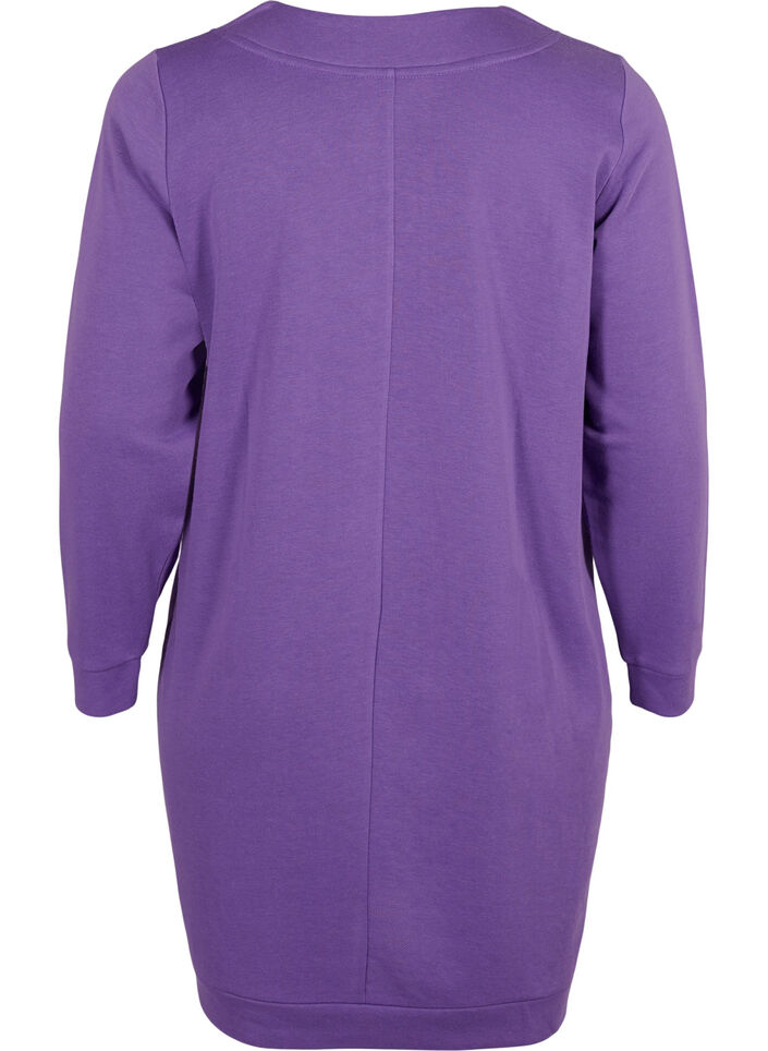 Sweatshirt dress with v-neckline, Deep Lavender, Packshot image number 1