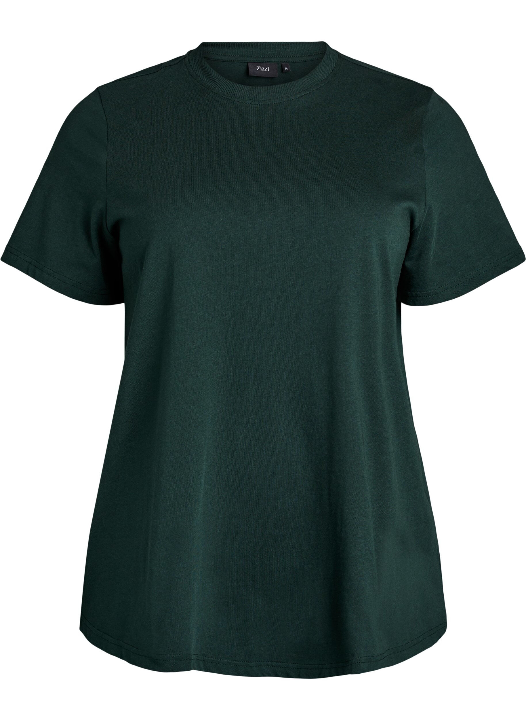 ZizzifashionBasic cotton T-shirt with round neck, Green, Packshot image number 0