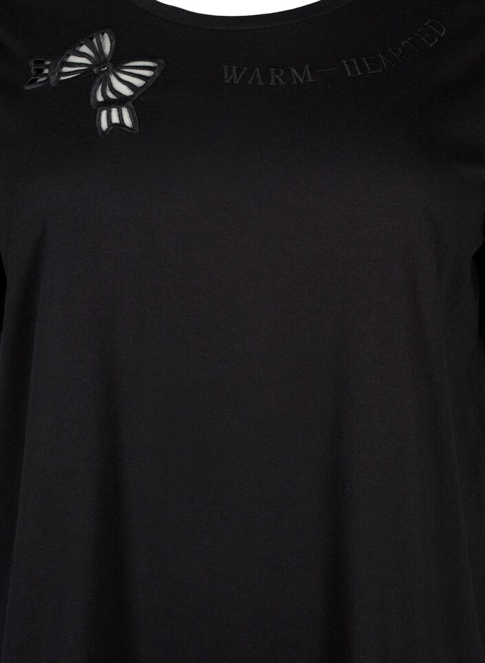 Organic cotton T-shirt with bow detail, Black, Packshot image number 2