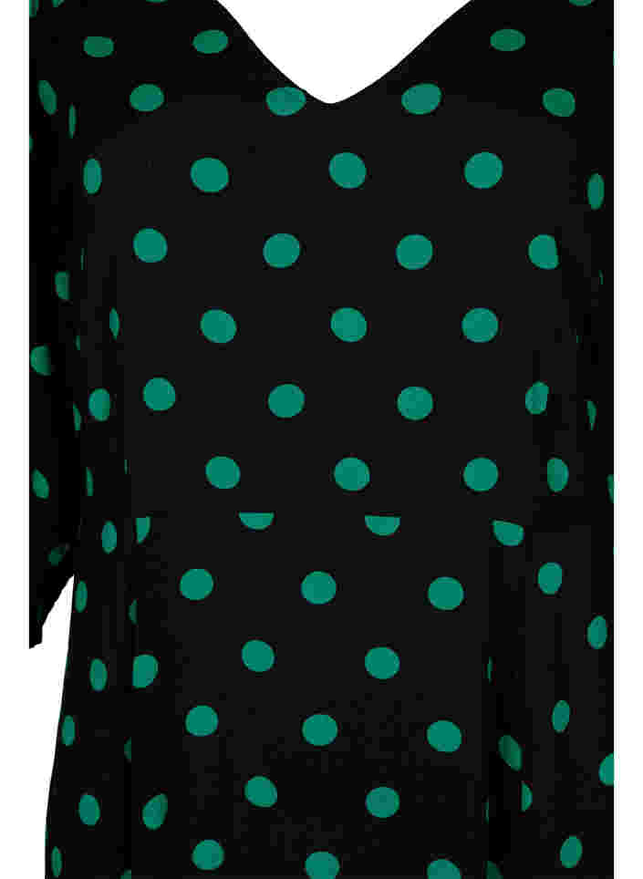 Polka dot viscose midi dress, Black Jol Green Dot, Packshot image number 2