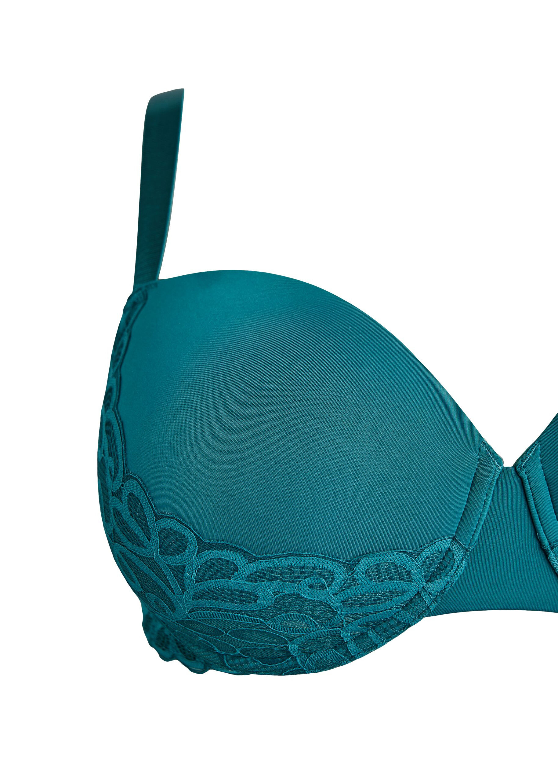 Zizzifashion Moulded bra with underwire and lace, Green, Packshot image number 2