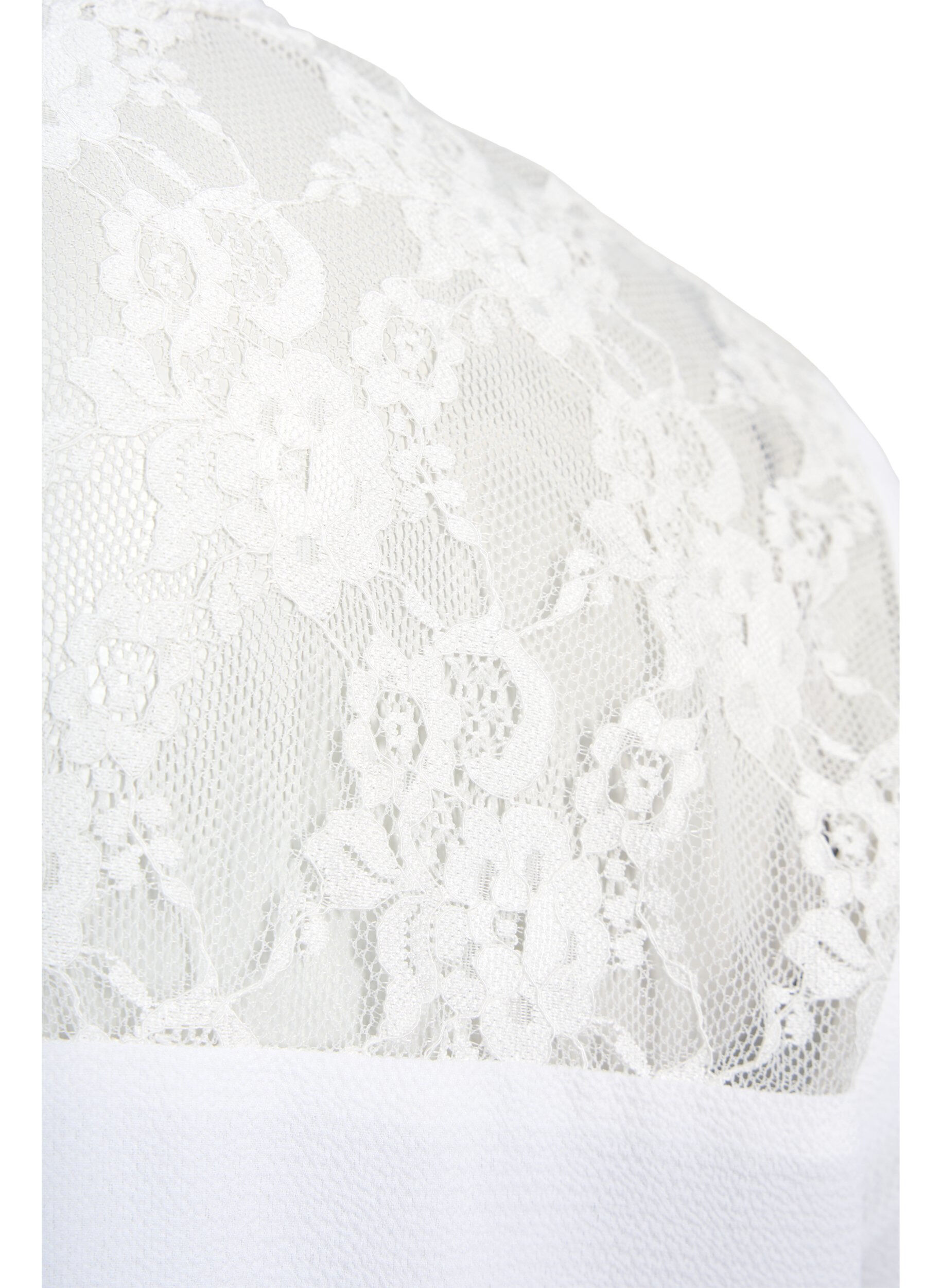 Zizzifashion Long-sleeved blouse with lace detail (GRS), Bright White, Packshot image number 3