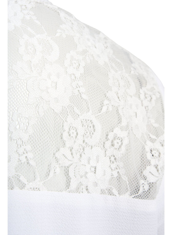 Long-sleeved blouse with lace detail (GRS), Bright White, Packshot image number 3