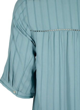 Striped viscose dress with lace ribbons, Smoke Blue, Packshot image number 3