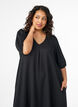Midi dress with V-neck and texture, Black, Model image number 2