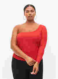 One-shoulder top, Tango Red, Model