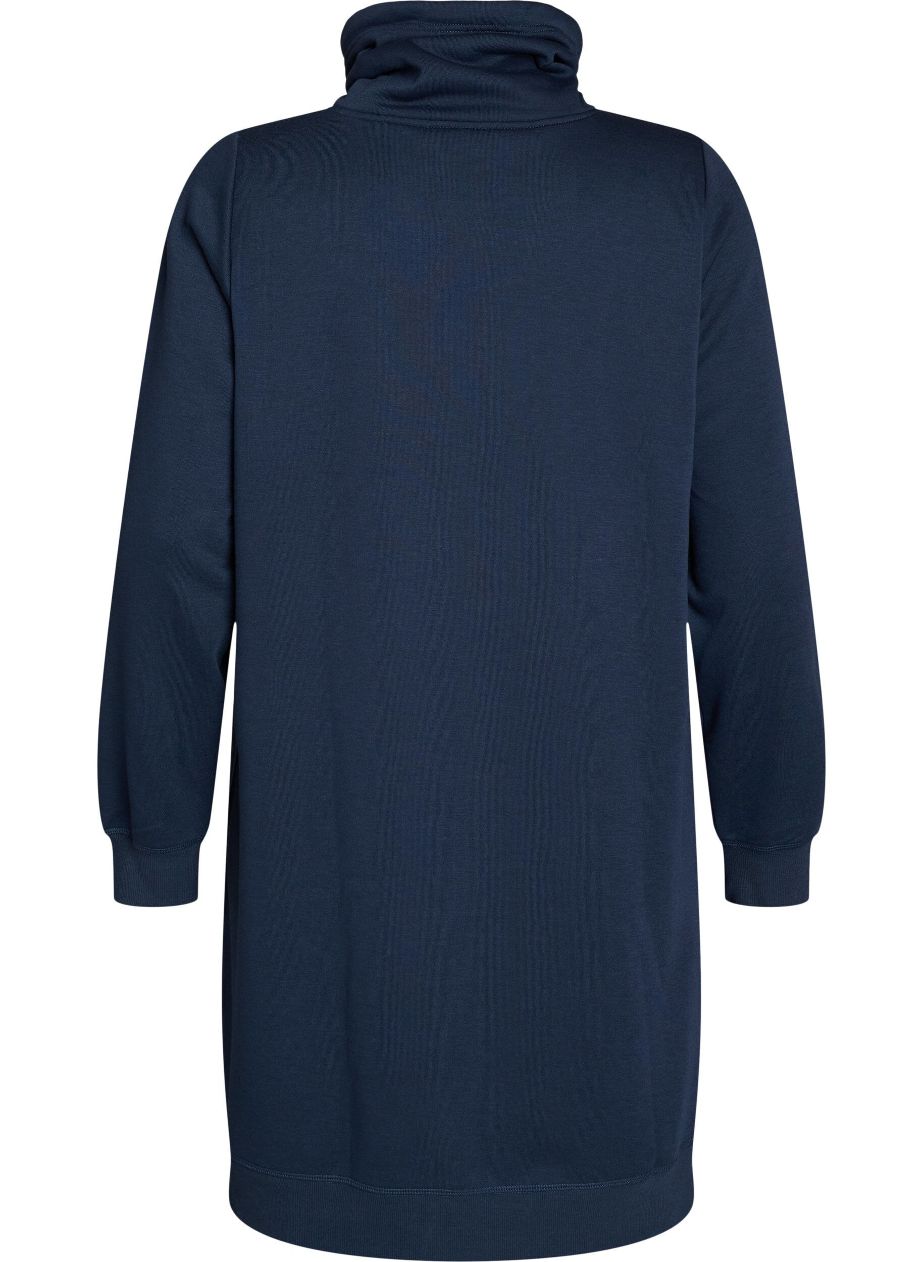 ZizzifashionShort sweatshirt dress with high collar and pockets, Blue, Packshot image number 1