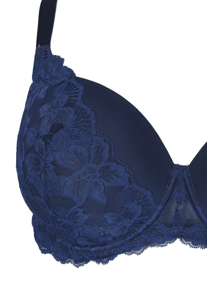 Lace bra with moulded cups, Blue, Packshot image number 2