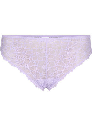 Floral lace thong with regular waist - Purple - Sz. 42-60 - Zizzifashion