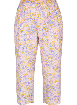 Cropped viscose trousers with floral print, Rose Ditsy AOP, Packshot image number 0