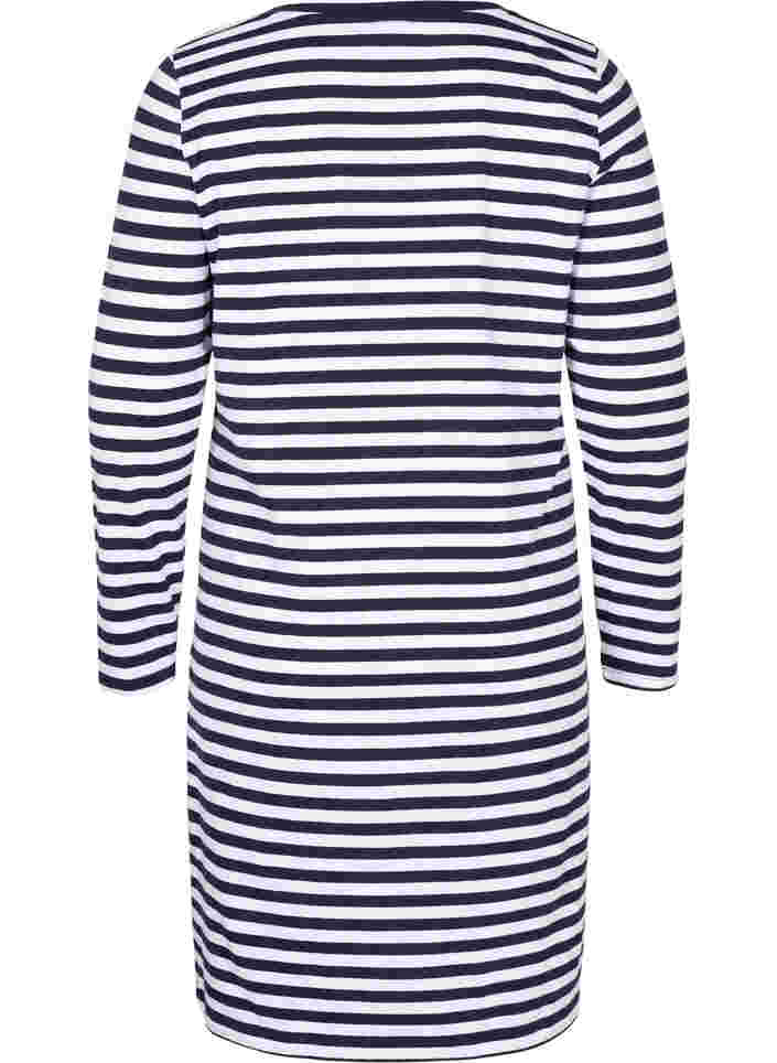 Striped cotton dress with long sleeves , NS w. White Thin, Packshot image number 1