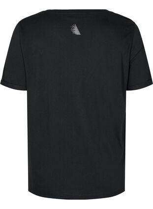 Cotton sports t-shirt with text and short sleeves, Black, Packshot image number 1