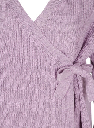 Knitted cardigan with wrap detail, Purple Rose Mel, Packshot image number 2
