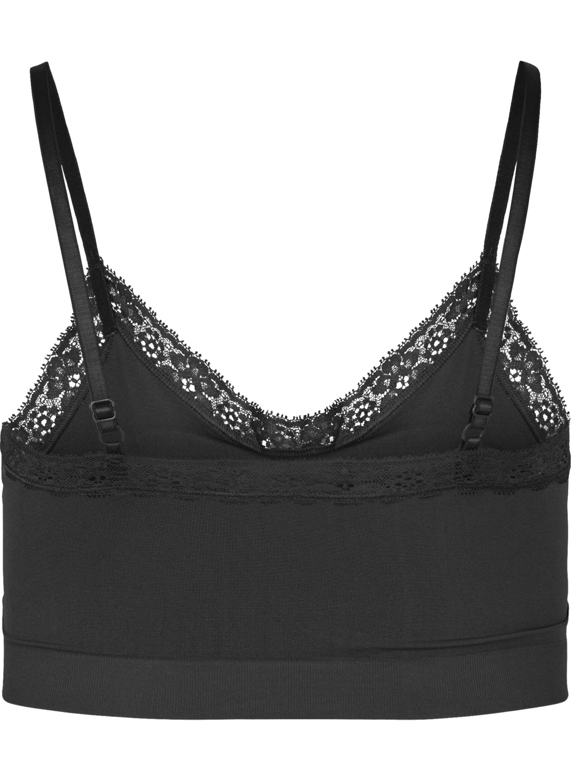 Zizzifashion Seamless bra with lace trim, Black, Packshot image number 1