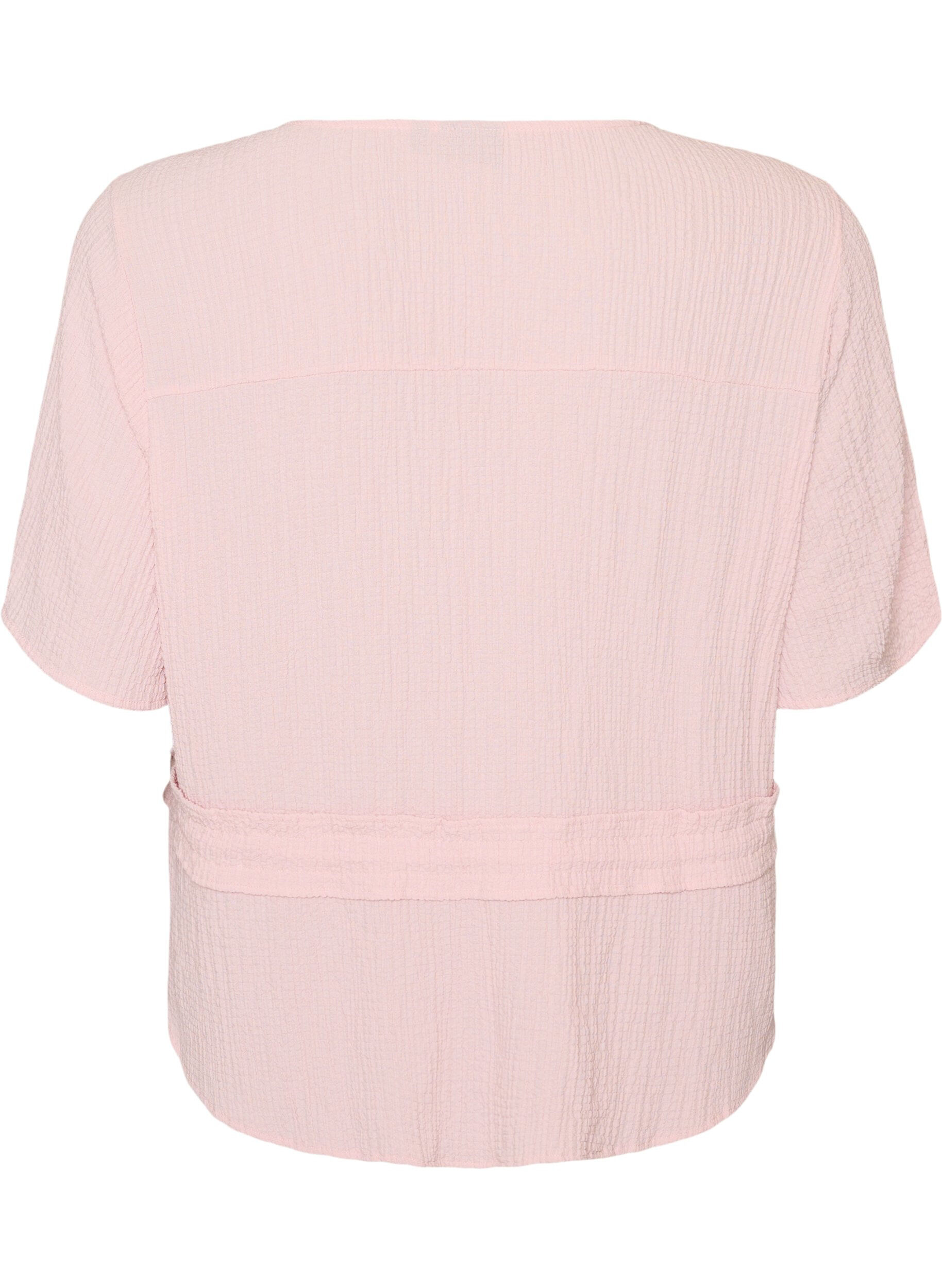 ZizzifashionBlouse with texture and a tie-waist, Pink, Packshot image number 1