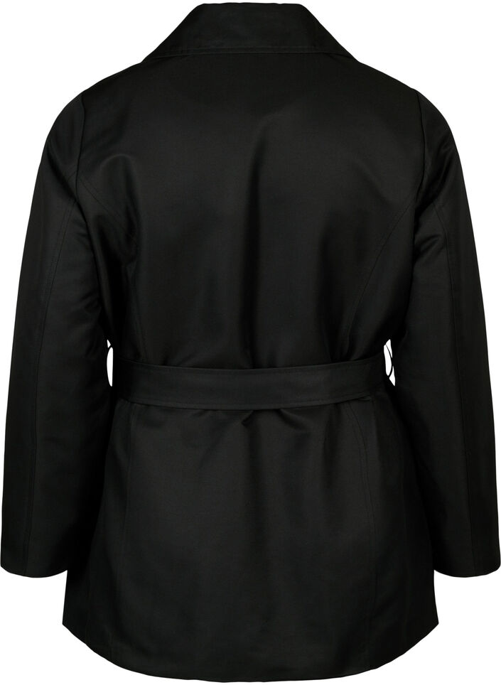 Short trench coat with belt, Black, Packshot image number 1