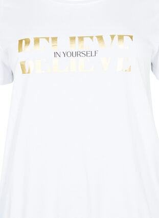 Cotton t-shirt with foil print, B. White w. Believe, Packshot image number 2