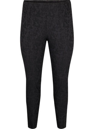 Trousers in viscose with tone-on-tone pattern, Black, Packshot image number 0