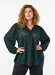 Long-sleeved blouse with glitter and pattern, Green, Model image number 0