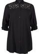 Long viscose shirt with lace detail, Black, Packshot image number 0