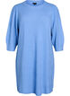 Knitted dress with 3/4 sleeves and a round neck, D.R. Blue White Mel., Packshot image number 0