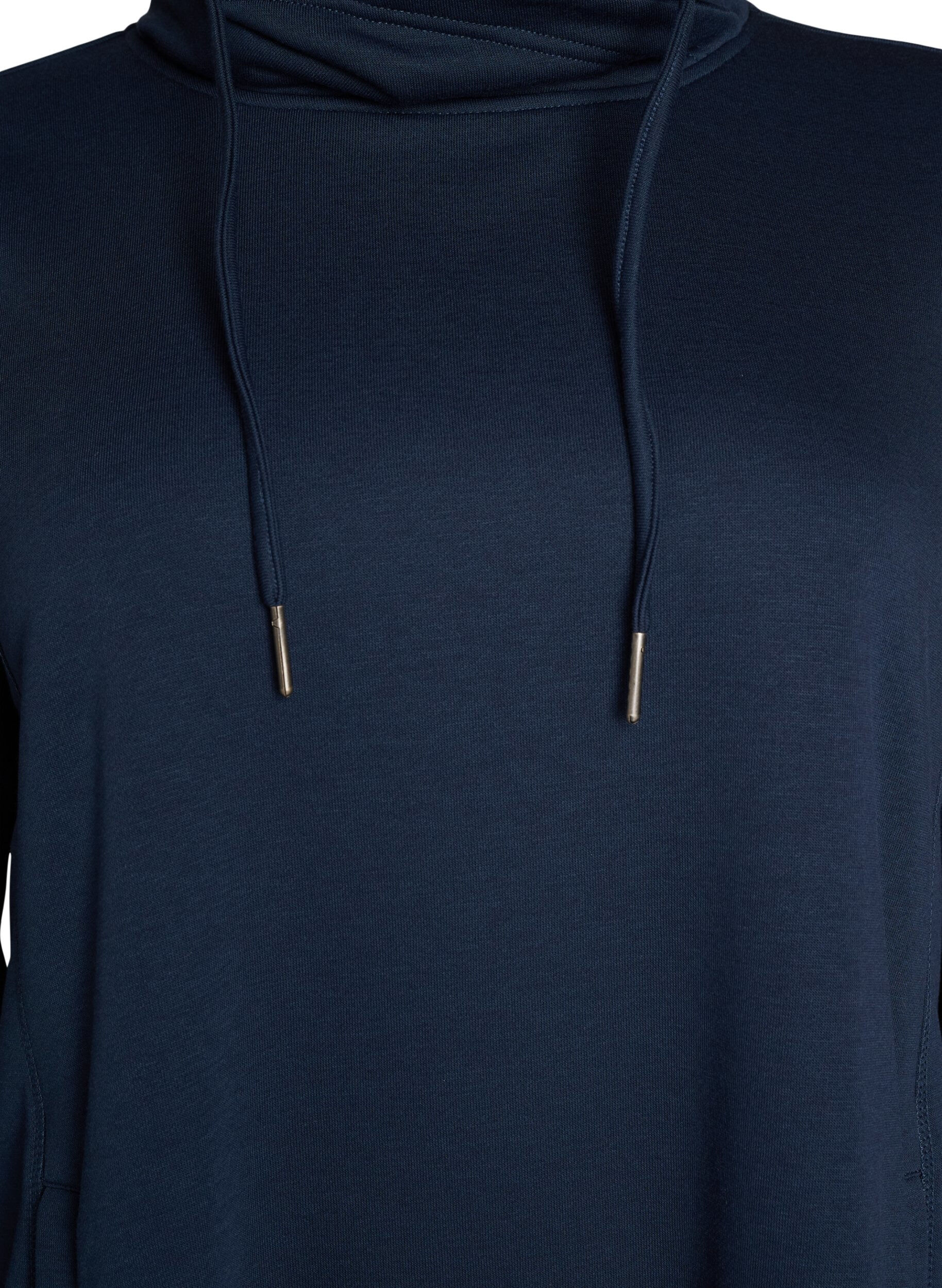 ZizzifashionShort sweatshirt dress with high collar and pockets, Blue, Packshot image number 2